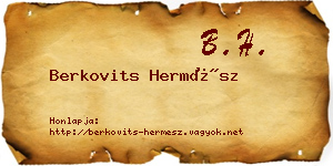 Berkovits Hermész névjegykártya